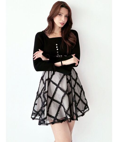 RESEXXY（リゼクシー）の「ドッキングフレアミニニットワンピース【完売カラーは品番：1526103220で販売中】（ワンピース・レディース・レッド/ラベンダー/ネイビー/ブラック/ピンク・FREE）」の7枚目の写真