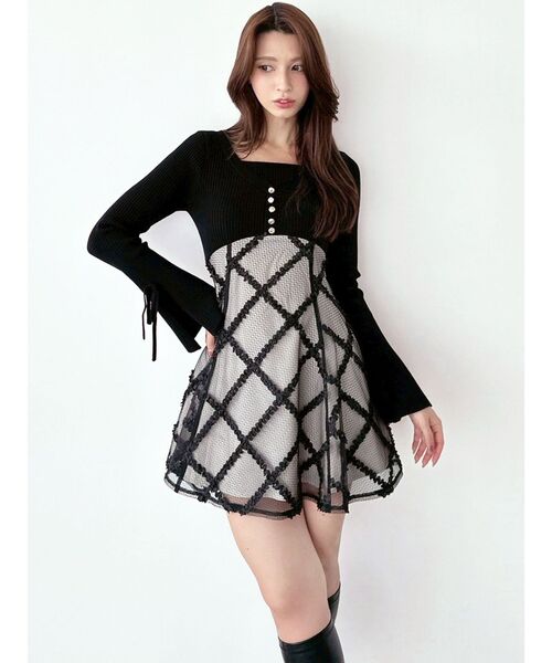 RESEXXY（リゼクシー）の「ドッキングフレアミニニットワンピース【完売カラーは品番：1526103220で販売中】（ワンピース・レディース・レッド/ラベンダー/ネイビー/ブラック/ピンク・FREE）」の8枚目の写真