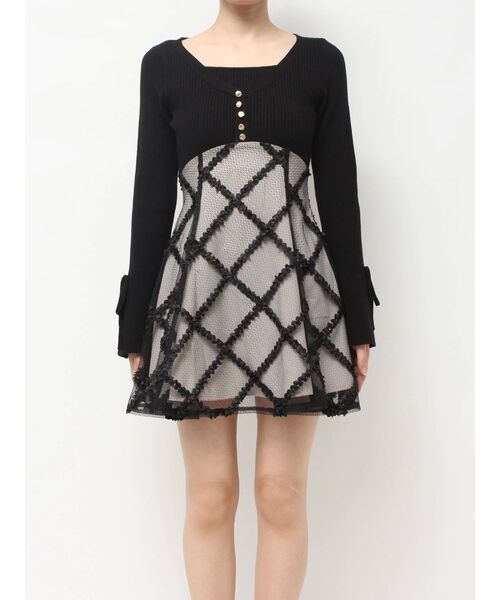 RESEXXY（リゼクシー）の「ドッキングフレアミニニットワンピース【完売カラーは品番：1526103220で販売中】（ワンピース・レディース・レッド/ラベンダー/ネイビー/ブラック/ピンク・FREE）」の17枚目の写真