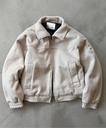 ウール混シャギースタンドネックフライトジャケット