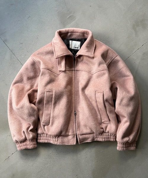 セール】ウール混シャギースタンドネックフライトジャケット（ブルゾン