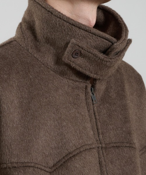 セール】ウール混シャギースタンドネックフライトジャケット（ブルゾン