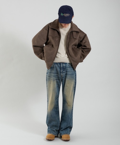 セール】ウール混シャギースタンドネックフライトジャケット（ブルゾン