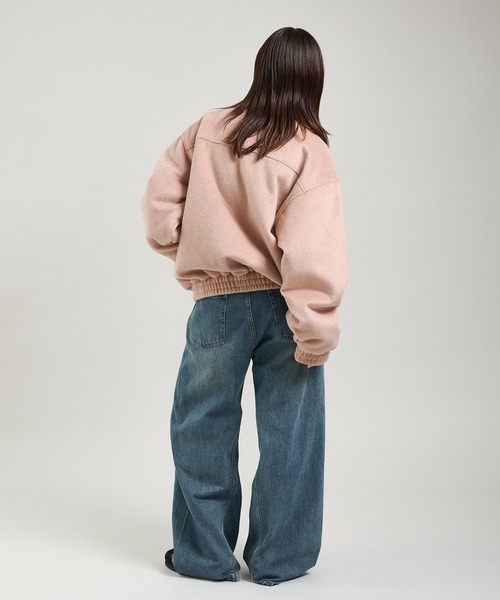 セール】ウール混シャギースタンドネックフライトジャケット（ブルゾン