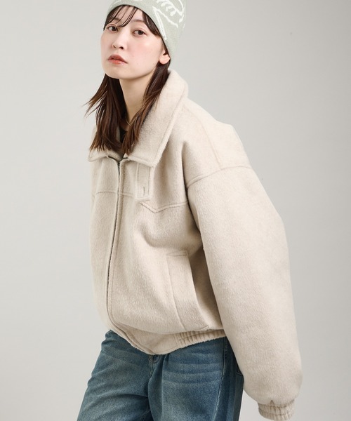 Perushu（ペルーシュ）の「ウール混シャギースタンドネックフライト