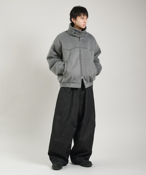 ウール混シャギースタンドネックフライトジャケット　Perushu セール】ウール混シャギースタンドネックフライトジャケット（ブルゾン