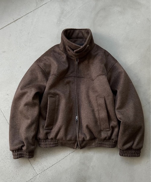 ウール混シャギースタンドネックフライトジャケット（ブルゾン