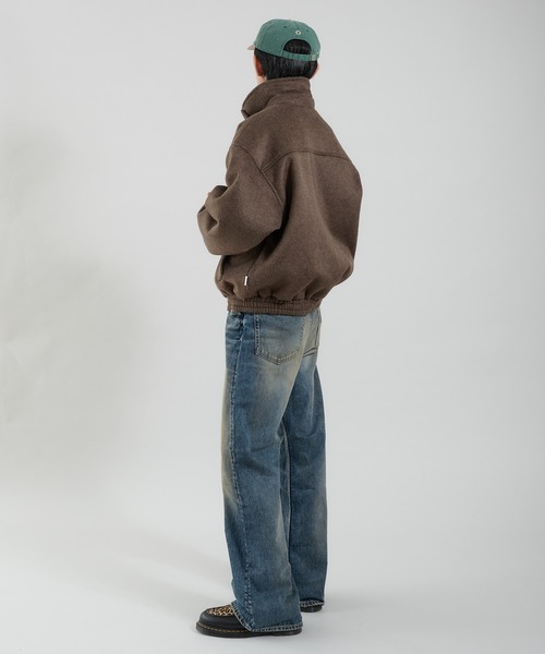 ウール混シャギースタンドネックフライトジャケット（ブルゾン