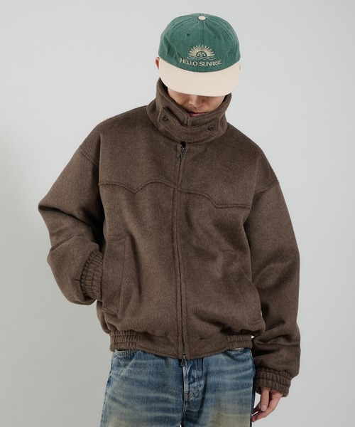 ウール混シャギースタンドネックフライトジャケット（ブルゾン