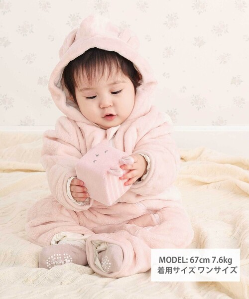 SLAP SLIP BABY（スラップスリップベビー）の「アニマルクマウサギ恐竜ボアバギーオールベビー(70~80cm)（その他ベビーウェア・キッズ・オフホワイト/グリーン/ピンク・FREE）」の5枚目の写真