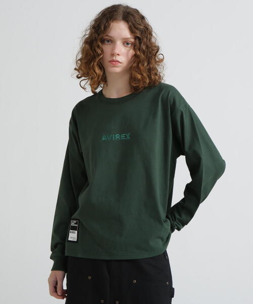 AVIREX(アヴィレックス)の「《WEB&DEPOT限定》CORE LOGO L/S T-SHIRT / コアロゴ 長袖Tシャツ(Tシャツ/カットソー・レディース・ホワイト系2/その他/ダークグリーン系/ブラック・F)」の22枚目の写真