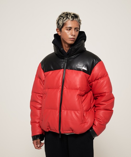 FIRST DOWN（ファーストダウン）の「バブルダウンジャケット カラーレザー（ダウンジャケット/コート・メンズ・レッド/ブラウン/グリーン/ブラック・S/M/L/XL）」の4枚目の写真