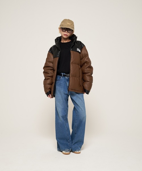 セール】バブルダウンジャケット カラーレザー（ダウンジャケット