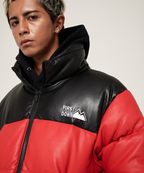 FIRST DOWN（ファーストダウン）の「バブルダウンジャケット カラーレザー（ダウンジャケット/コート・メンズ・レッド/ブラウン/グリーン/ブラック・S/M/L/XL）」の20枚目の写真