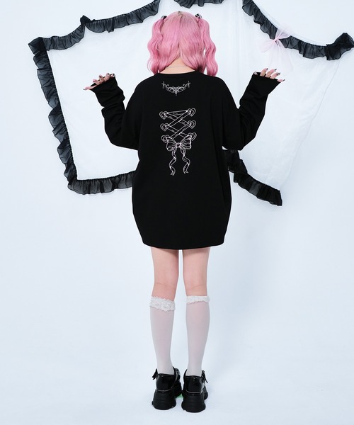 Magia Charm（マギアチャーム）の「リボンステッキプリント ロンT / フロント　バッグプリント（Tシャツ/カットソー・レディース・ピンク/ブラック・F）」の8枚目の写真