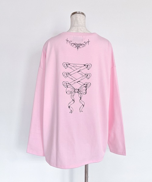 Magia Charm（マギアチャーム）の「リボンステッキプリント ロンT / フロント　バッグプリント（Tシャツ/カットソー・レディース・ピンク/ブラック・F）」の14枚目の写真