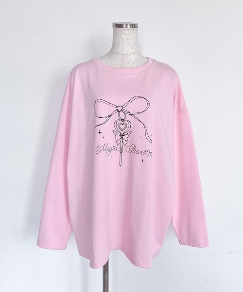 Magia Charm（マギアチャーム）の「リボンステッキプリント ロンT / フロント　バッグプリント（Tシャツ/カットソー・レディース・ピンク/ブラック・F）」の13枚目の写真