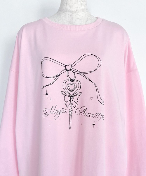 Magia Charm（マギアチャーム）の「リボンステッキプリント ロンT / フロント　バッグプリント（Tシャツ/カットソー・レディース・ピンク/ブラック・F）」の15枚目の写真