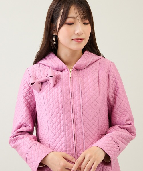 ローズティアラ46リボン付きピンクAライン長袖トップス新品タグ付き Rose Tiara（ローズティアラ） ワンピース 「伸縮性/イージーケア