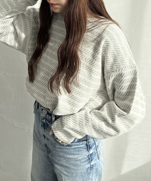 ikka（イッカ）の「カットジャガード裾レイヤープルオーバー（Tシャツ/カットソー・レディース・ブラック/ライトグレー/ブルー・M/L/S）」の3枚目の写真