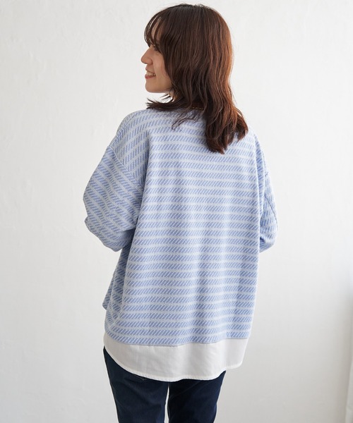 ikka（イッカ）の「カットジャガード裾レイヤープルオーバー（Tシャツ/カットソー・レディース・ブラック/ライトグレー/ブルー・M/L/S）」の14枚目の写真