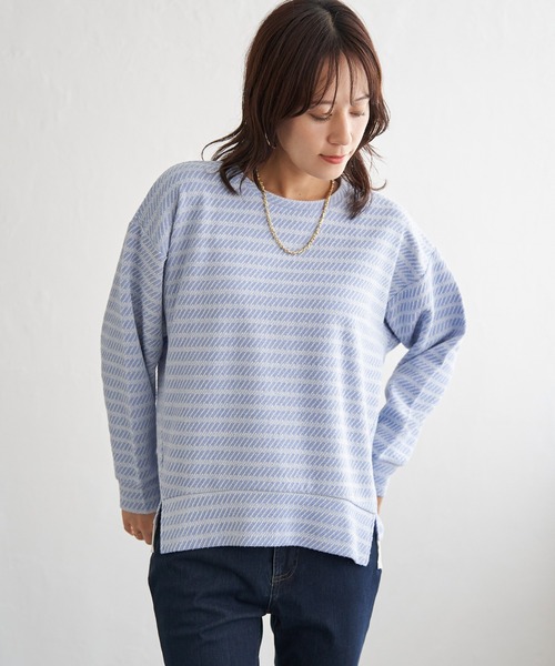 ikka（イッカ）の「カットジャガード裾レイヤープルオーバー（Tシャツ/カットソー・レディース・ブラック/ライトグレー/ブルー・M/L/S）」の13枚目の写真
