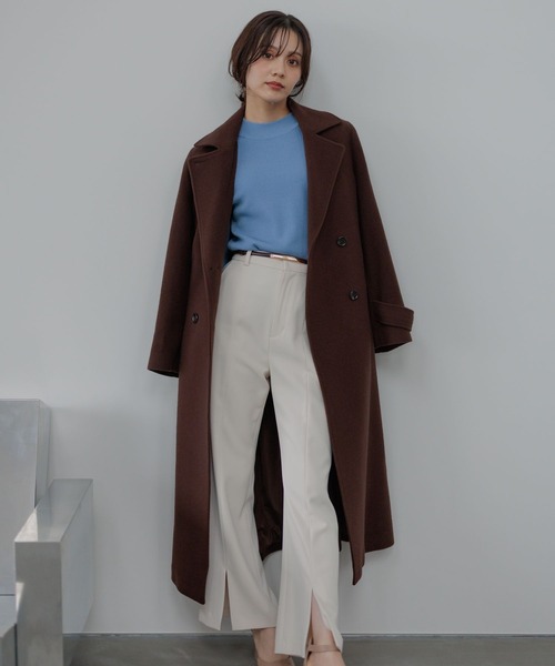 Andemiu（アンデミュウ）の「メルトンウールスタンドロングコート493954（チェスターコート・レディース・ブラウン/ベージュ/ブラック/トップグレー・SMALL/MEDIUM）」の4枚目の写真