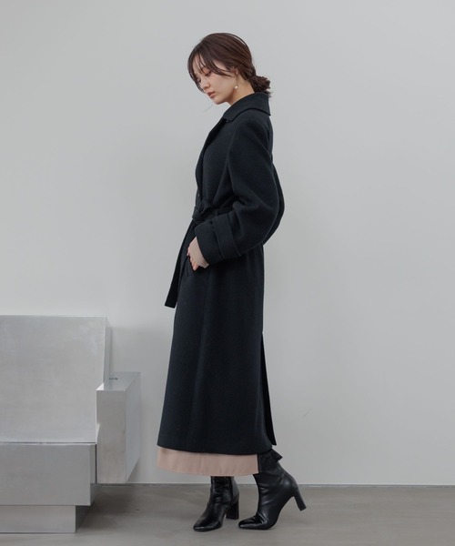 【今期物】Andemiu メルトンウールスタンドロングコート メルトンウールスタンドロングコート493954（チェスターコート