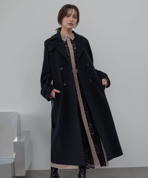 メルトンウールスタンドロングコート493954（チェスターコート