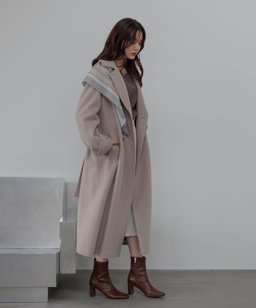 メルトンウールスタンドロングコート493954（チェスターコート