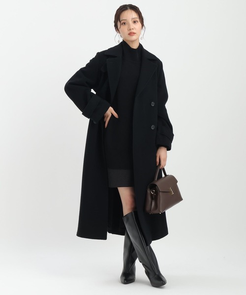 メルトンウールスタンドロングコート493954（チェスターコート