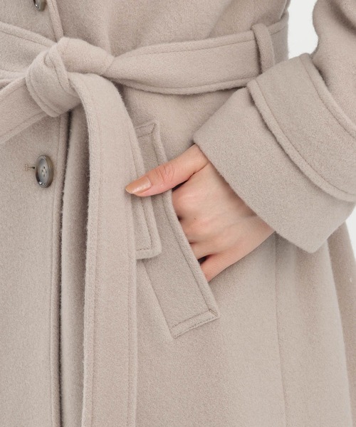 Andemiu（アンデミュウ）の「メルトンウールスタンドロングコート493954（チェスターコート・レディース・ブラウン/ベージュ/ブラック/トップグレー・SMALL/MEDIUM）」の15枚目の写真