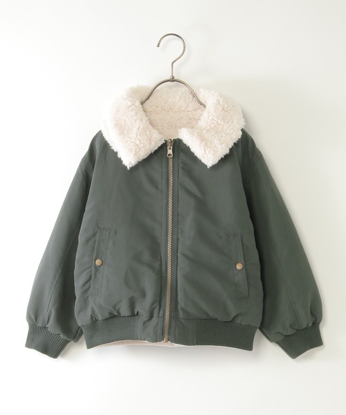 ikka（イッカ）の「【2WAY】リバーシブルボアブルゾン（110~160cm）（ブルゾン・キッズ・オリーブ/ダークグレー・S/M/L/XL/XS）」の2枚目の写真