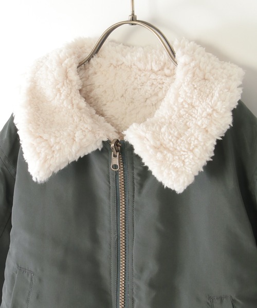 ikka（イッカ）の「【2WAY】リバーシブルボアブルゾン（110~160cm）（ブルゾン・キッズ・オリーブ/ダークグレー・S/M/L/XL/XS）」の5枚目の写真