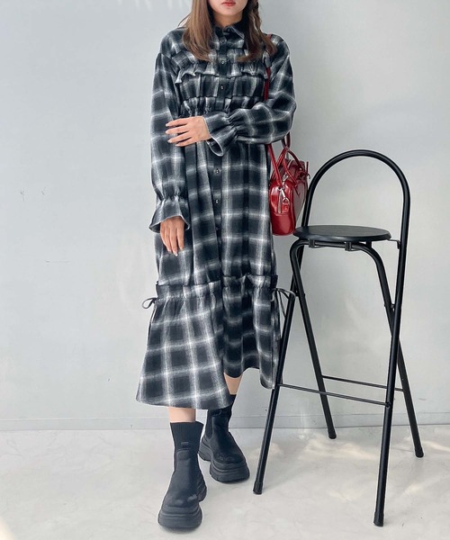 AS KNOW AS plus(アズノゥアズプラス)の「♪フリルとリボン前開きワンピース(ワンピース・レディース・ブラック/ブラック系その他/ブラウン・FREE)」の10枚目の写真