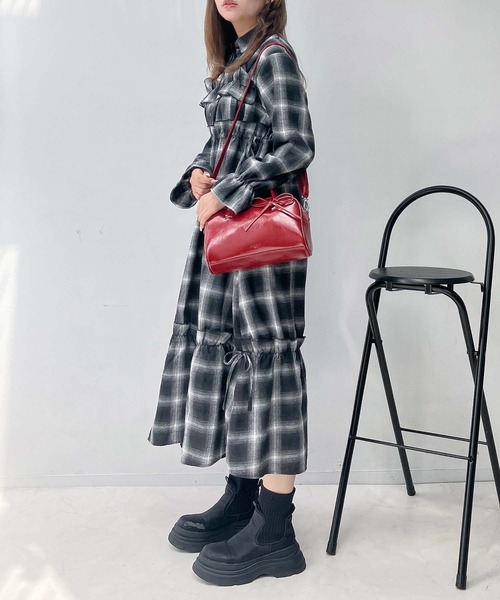 AS KNOW AS plus(アズノゥアズプラス)の「♪フリルとリボン前開きワンピース(ワンピース・レディース・ブラック/ブラック系その他/ブラウン・FREE)」の12枚目の写真