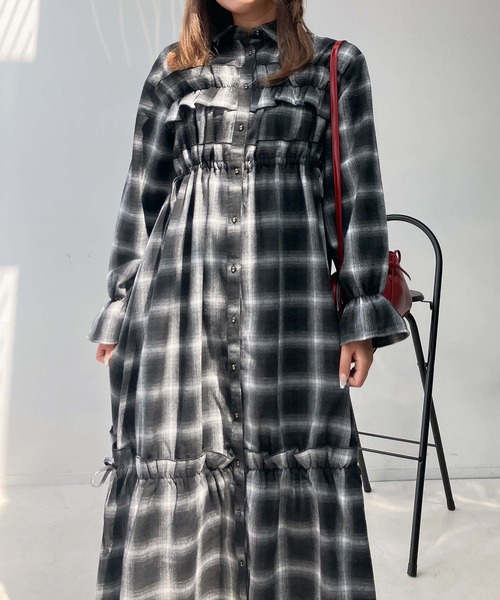 AS KNOW AS plus(アズノゥアズプラス)の「♪フリルとリボン前開きワンピース(ワンピース・レディース・ブラック/ブラック系その他/ブラウン・FREE)」の15枚目の写真