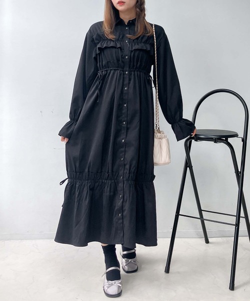 セール】♪フリルとリボン前開きワンピース（ワンピース）｜AS KNOW AS