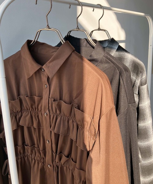 AS KNOW AS plus(アズノゥアズプラス)の「♪フリルとリボン前開きワンピース(ワンピース・レディース・ブラック/ブラック系その他/ブラウン・FREE)」の18枚目の写真