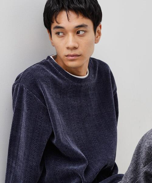 THE SHOP TK （ザ ショップ ティーケー ）の「【心地良い、滑らかさ】レイヤード風ケーブル ニットソー 【洗濯機OK】（Tシャツ/カットソー・メンズ・ピンク系その他/オフホワイト/ネイビー/グレー/ダークブラウン/ベージュ/ブルー系その他/グリーン系・04/02/03）」の6枚目の写真