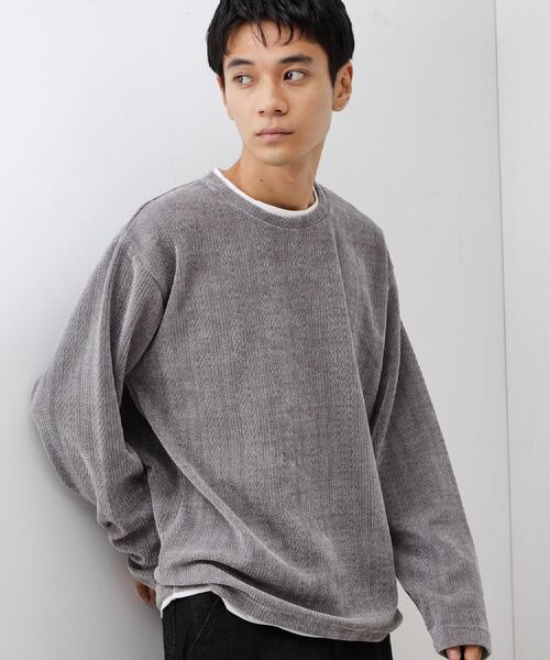 THE SHOP TK （ザ ショップ ティーケー ）の「【心地良い、滑らかさ】レイヤード風ケーブル ニットソー 【洗濯機OK】（Tシャツ/カットソー・メンズ・ピンク系その他/オフホワイト/ネイビー/グレー/ダークブラウン/ベージュ/ブルー系その他/グリーン系・04/02/03）」の2枚目の写真