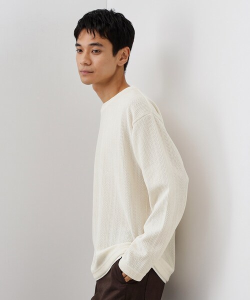 THE SHOP TK （ザ ショップ ティーケー ）の「【心地良い、滑らかさ】レイヤード風ケーブル ニットソー 【洗濯機OK】（Tシャツ/カットソー・メンズ・ピンク系その他/オフホワイト/ネイビー/グレー/ダークブラウン/ベージュ/ブルー系その他/グリーン系・04/02/03）」の13枚目の写真