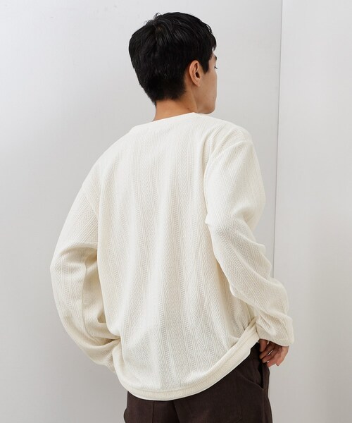 THE SHOP TK （ザ ショップ ティーケー ）の「【心地良い、滑らかさ】レイヤード風ケーブル ニットソー 【洗濯機OK】（Tシャツ/カットソー・メンズ・ピンク系その他/オフホワイト/ネイビー/グレー/ダークブラウン/ベージュ/ブルー系その他/グリーン系・04/02/03）」の14枚目の写真