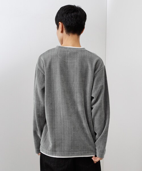 THE SHOP TK （ザ ショップ ティーケー ）の「【心地良い、滑らかさ】レイヤード風ケーブル ニットソー 【洗濯機OK】（Tシャツ/カットソー・メンズ・ピンク系その他/オフホワイト/ネイビー/グレー/ダークブラウン/ベージュ/ブルー系その他/グリーン系・04/02/03）」の18枚目の写真