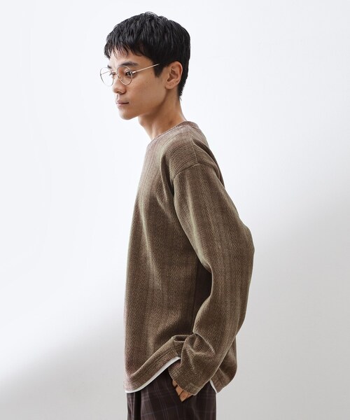 THE SHOP TK （ザ ショップ ティーケー ）の「【心地良い、滑らかさ】レイヤード風ケーブル ニットソー 【洗濯機OK】（Tシャツ/カットソー・メンズ・ピンク系その他/オフホワイト/ネイビー/グレー/ダークブラウン/ベージュ/ブルー系その他/グリーン系・04/02/03）」の22枚目の写真