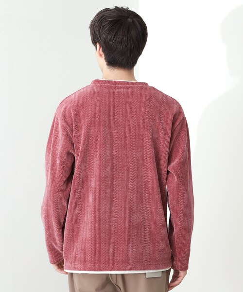 THE SHOP TK （ザ ショップ ティーケー ）の「【心地良い、滑らかさ】レイヤード風ケーブル ニットソー 【洗濯機OK】（Tシャツ/カットソー・メンズ・ピンク系その他/オフホワイト/ネイビー/グレー/ダークブラウン/ベージュ/ブルー系その他/グリーン系・04/02/03）」の11枚目の写真