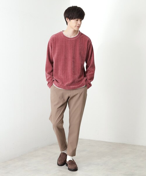 THE SHOP TK （ザ ショップ ティーケー ）の「【心地良い、滑らかさ】レイヤード風ケーブル ニットソー 【洗濯機OK】（Tシャツ/カットソー・メンズ・ピンク系その他/オフホワイト/ネイビー/グレー/ダークブラウン/ベージュ/ブルー系その他/グリーン系・04/02/03）」の12枚目の写真