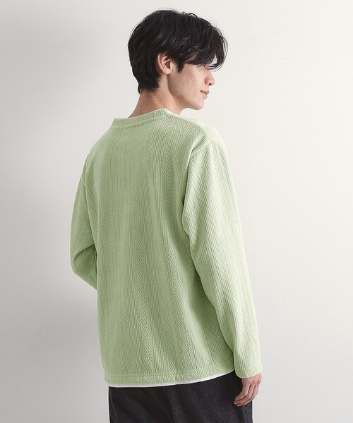 THE SHOP TK （ザ ショップ ティーケー ）の「【心地良い、滑らかさ】レイヤード風ケーブル ニットソー 【洗濯機OK】（Tシャツ/カットソー・メンズ・ピンク系その他/オフホワイト/ネイビー/グレー/ダークブラウン/ベージュ/ブルー系その他/グリーン系・04/02/03）」の15枚目の写真