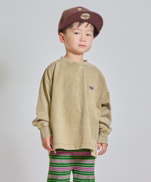PENNEYS(ぺニーズ)の「【KIDS】【FOX×TYPY】ピグメント加工ワンポイントロンTEE(Tシャツ/カットソー・キッズ・ブルー/グリーン/レッド/チャコールグレー/ベージュ・110/130/150)」の11枚目の写真