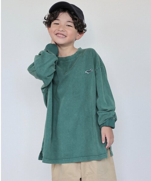 PENNEYS(ぺニーズ)の「【KIDS】【FOX×TYPY】ピグメント加工ワンポイントロンTEE(Tシャツ/カットソー・キッズ・ブルー/グリーン/レッド/チャコールグレー/ベージュ・110/130/150)」の13枚目の写真
